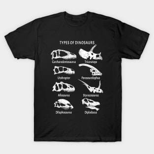 Types of Dinosaurs Table for Kids T-Shirt